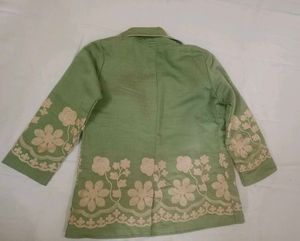 Embroidered Green Western Wear Dress