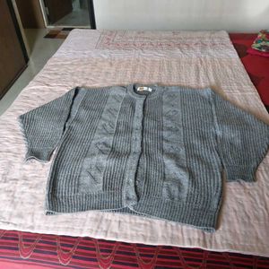 Grey Cable Knit Button-Up Cardigan