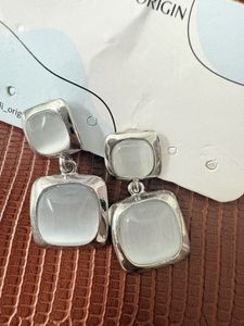 Elegant Square Gemstone Drop Earrings