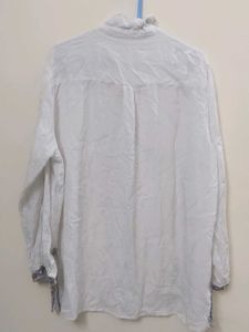 White Embroidered Button-Down Shirt
