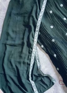 Elegant Olive Green Embroidered Lehenga Choli Set