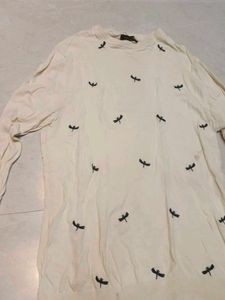 Cream Sweater with Dragonfly Print