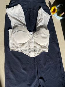 Sheer Corset Top with Blue skirt