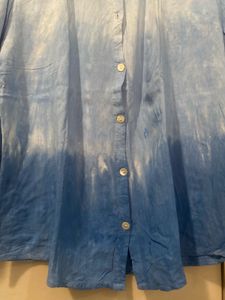 Blue Tie-Dye Button-Up Shirt
