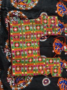 Embroidered Gujarati Folk Skirt black with blouse