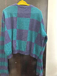 Forever 21 Peace &amp; Love Checkered Sweater