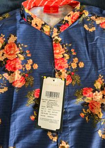 Floral Print boys Kurta Set with Jacket