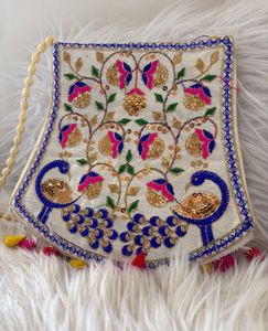 Embellished Peacock Clutch Bag