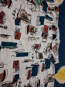 Abstract Print Button-Up Shirt