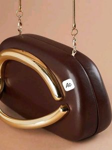 Stylish Brown Clutch with Gold Accent