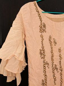 Elegant Peach Embroidered Gown