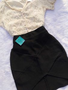 Free Delivery Elegent Korean  Top &amp; Skirt Set🫂?