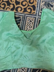 Elegant Teal Saree with Gold Stripes
