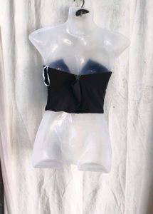 I. Chic Black Plunge Neck Corset Top