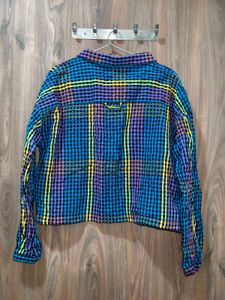 Vibrant Plaid Cropped Shirt