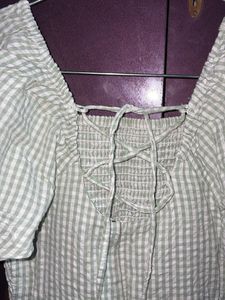 Green Gingham Puff Sleeve Dress