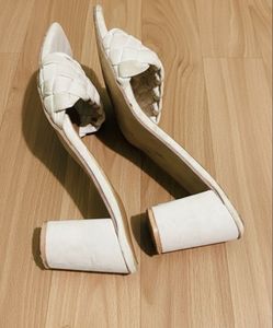 Woven Detail Block Heel Mules