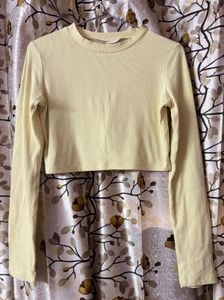 Ribbed Cropped Long Sleeve Top