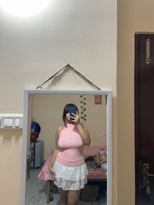 Chic Pink Textured Halter Top