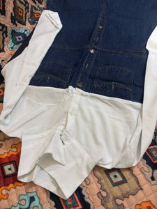 Stylish Denim Jumpsuit with White Shirt