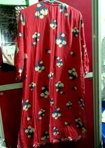 Red Floral Print Kurta Free 🎁