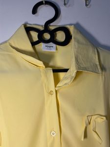 Chic Yellow Bow Detail Oversized Shirt