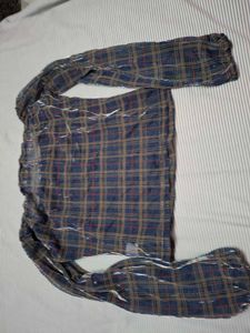 Sheer Plaid Off-Shoulder Top