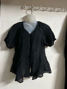 Chic Black Button-Up Blouse