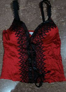 Red &amp; Black Lace Camisole corset Top