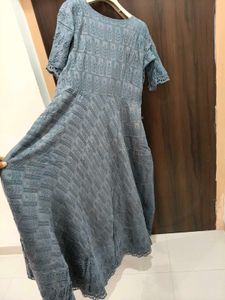 Stylish Grey Chikankari Gawn