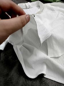 Chic White Textured Button-Up top