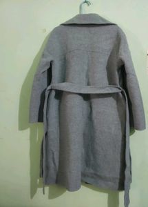 Chic Grey Belted Wool Coat