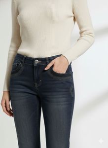 Embellished Dark Wash Denim Jeans