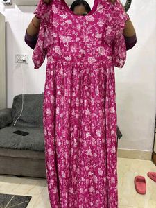 Elegant Pink Floral Maxi Dress
