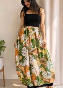 Tropical Leaf Print Maxi Dress