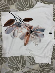 White T-Shirt with Floral Print