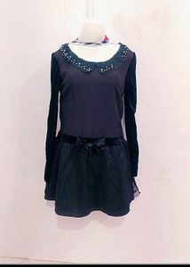 Black Embellished Collar Dress