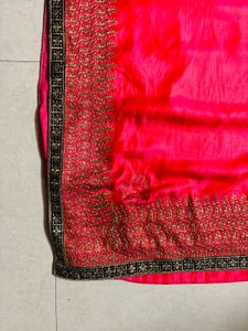 Vibrant Pink Embroidered Saree