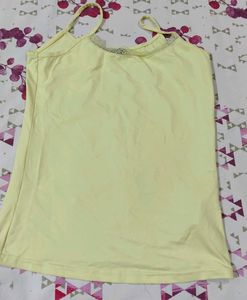 Light Yellow Camisole with Lace Trim