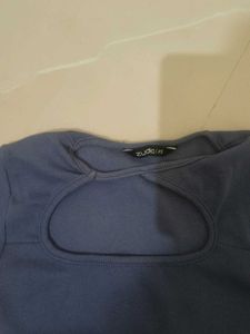 Blue Cut-out Crop Top