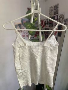 White Jacquard Spaghetti Strap Top