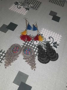 Oxidized Jhumka Earrings with Colorful Stones