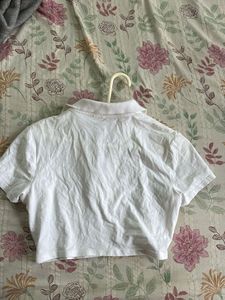 White Cropped Polo T-Shirt