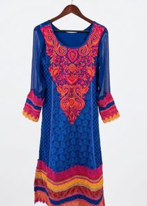 Vibrant Blue Embroidered Kurta with Lace Accents