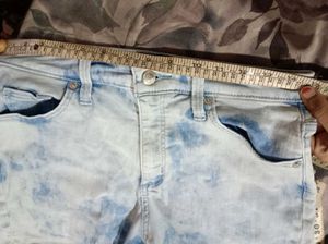 High-Rise Acid Wash Distressed Denim Shorts