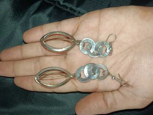Unique Silver Tone Hoop Earrings