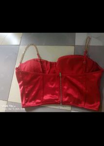 Red Satin Corset Top