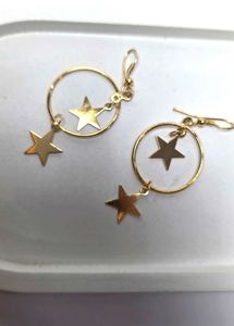 Gold Star Hoop Earrings