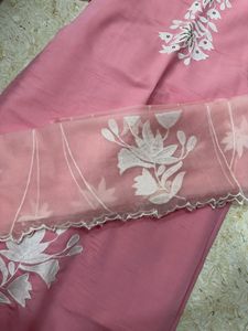 (S) Pink Embroidered Kurta Set