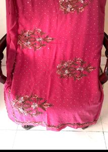 Pink Embellished Saree
